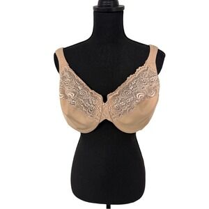 Glamorise | Lace nude colored lace Underwire Bra | Minimizer Size 44D